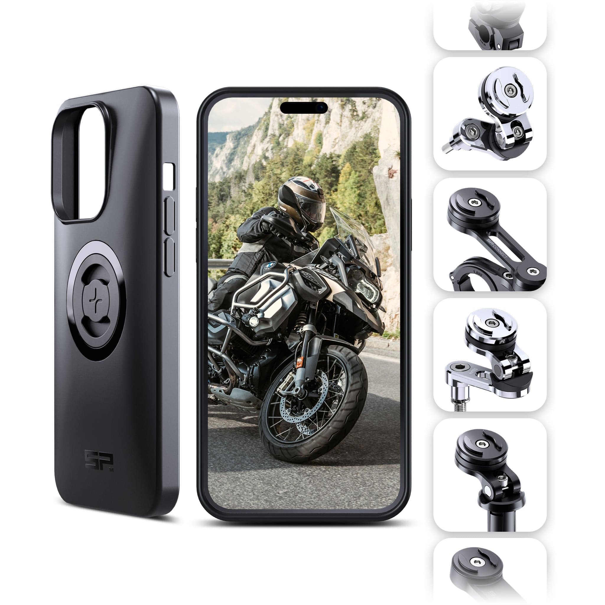 SP CONNECT Handyhalterung Motorrad | SPC+ | kompatibel mit iPhone 14/13 |  Handyhalter für Motorrad Bike Moped Roller | Gadget Halterung für Navi